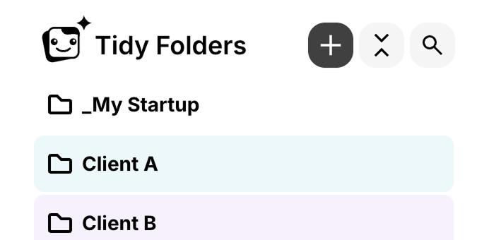 Aperçu recadré du panneau de dossiers DeepSeek de l'extension Tidy